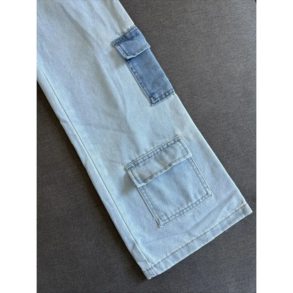 Justice | Girls Size 10 Light Wash Cargo Wide Leg Denim Jeans Soft Comfy
